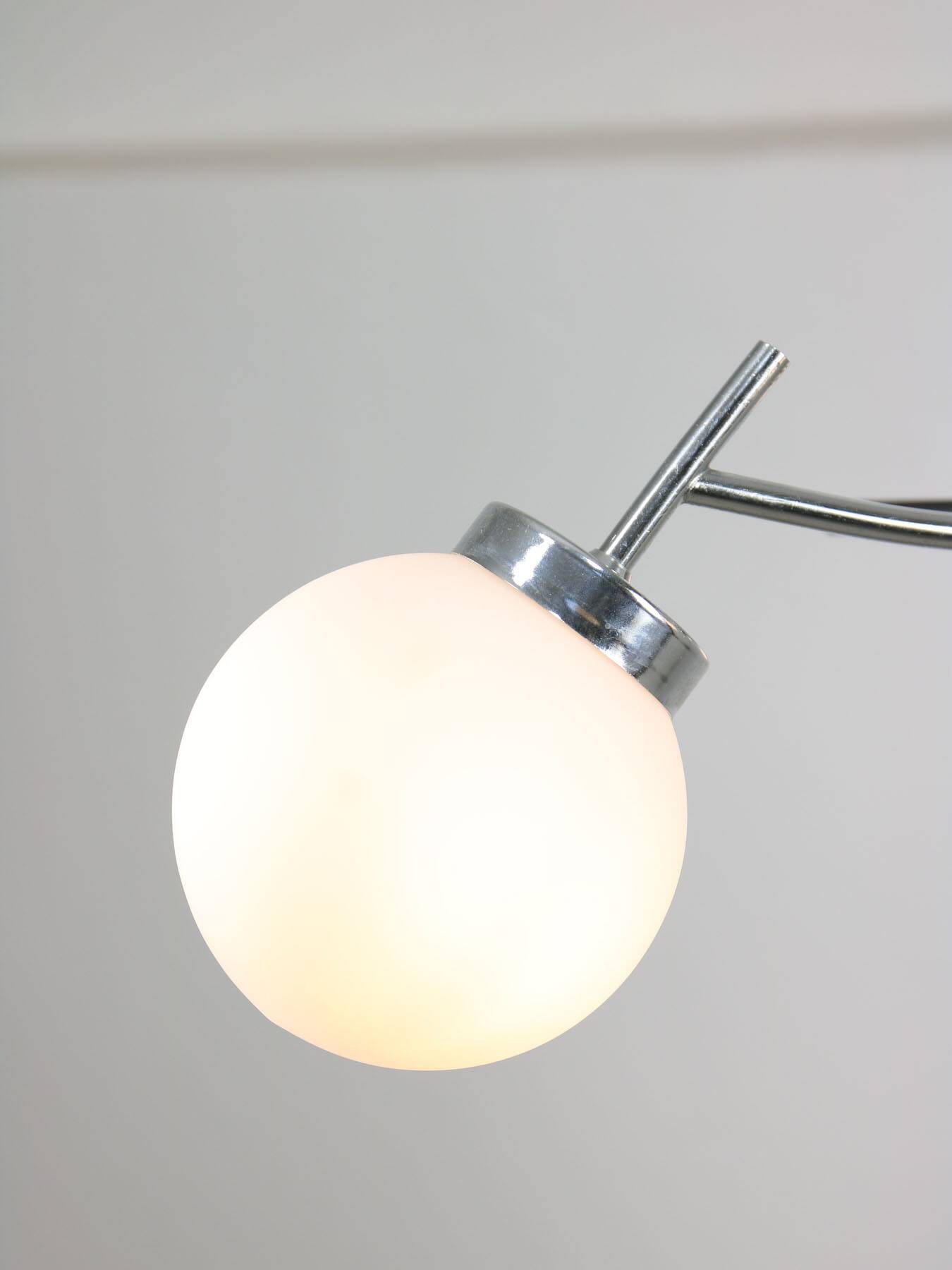 Mid-Century Italian Chrome and Opaline Chandelier