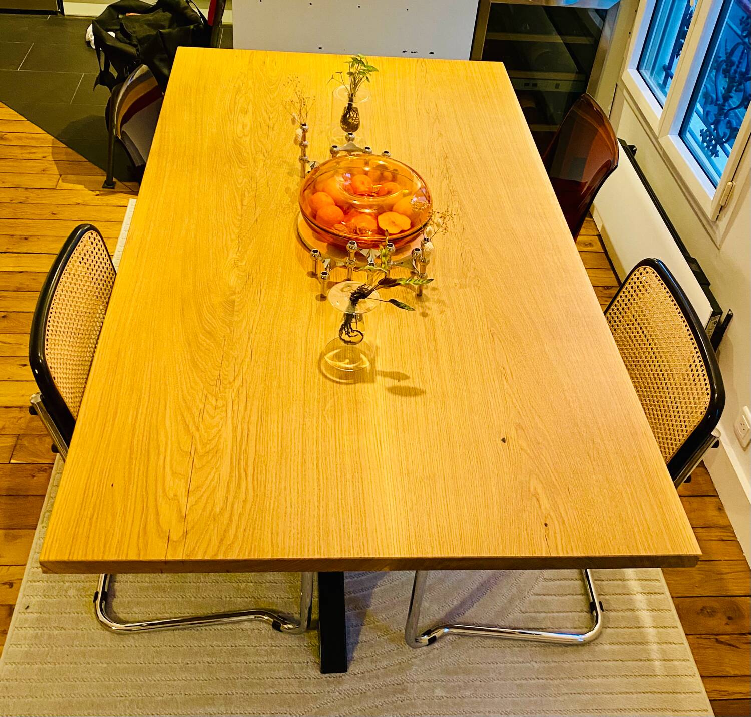 Magnificent oak table (solid/solid) 180x100 custom-made mikado legs