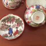 Set of 8 very old fine porcelain cups Japan and 2 under cups