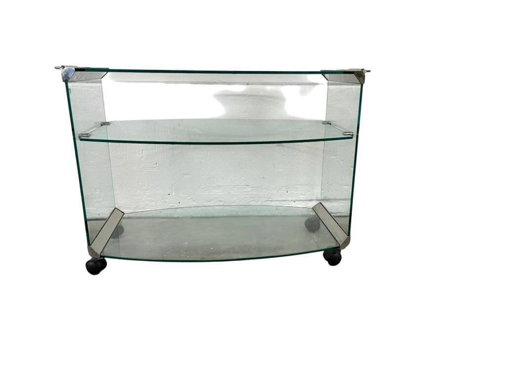 Bar cart/vintage cart in curved glass by Gallotti & Radice