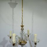 Lustre 4 lumières verre et laiton
