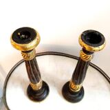 Pair of vintage gilded wood candlesticks