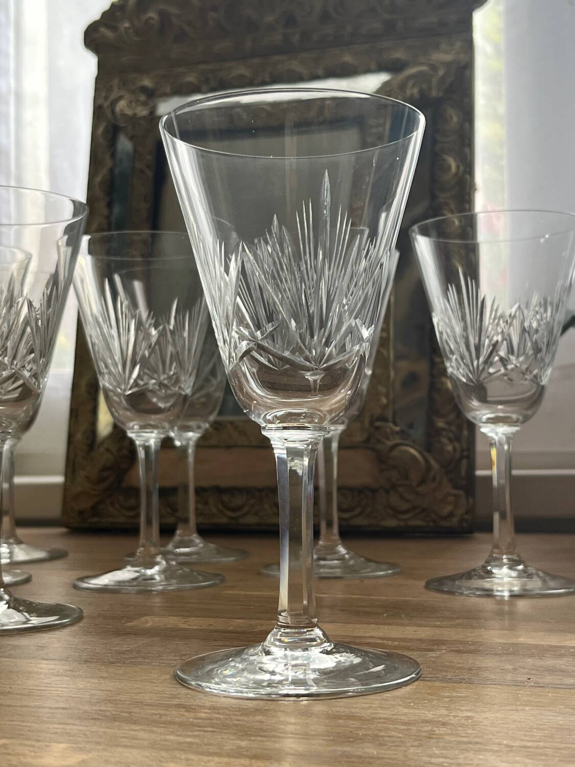 Cut crystal wine glasses