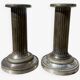Pair of 19th-century fluted silver-plated metal candlesticks