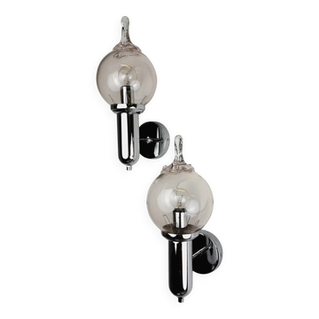 Pair of Toni Zuccheri drop shaped wall sconces, Murano glass, Italy 1970s