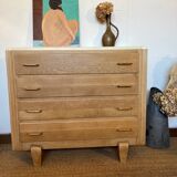 Vintage chest of drawers in wood and golden brass handles