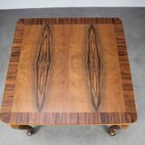 European Art Deco square coffee table from the 1930s in walnut veneer with a restored oiled finish