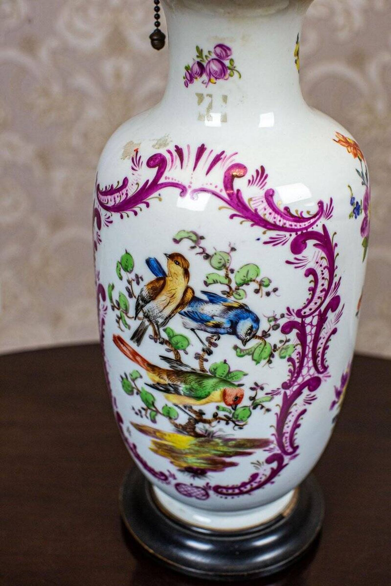 Vintage Electric Table Lamp with Decorative Ceramic Base, 1940s