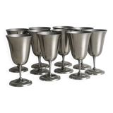 Set of 10 matte silver metal footed cups