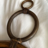 Old rattan "sun" mirror - vintage