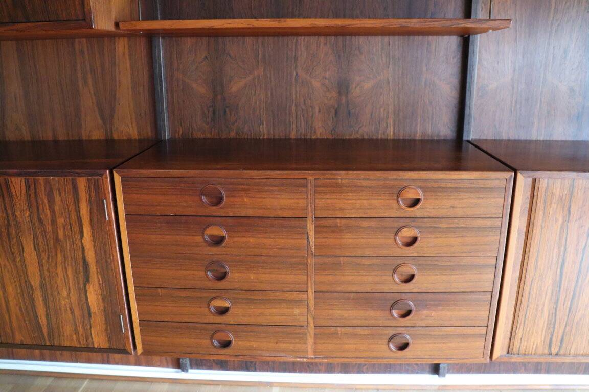 Danish wall bookcase by Thygesen and Sorensen in rosewood, 1960