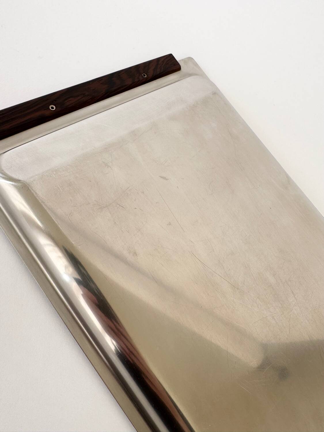 Vintage Stainless Steel With Wood Handles Serving Platter