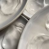 12 Saint Amand oyster plates, sky blue and white