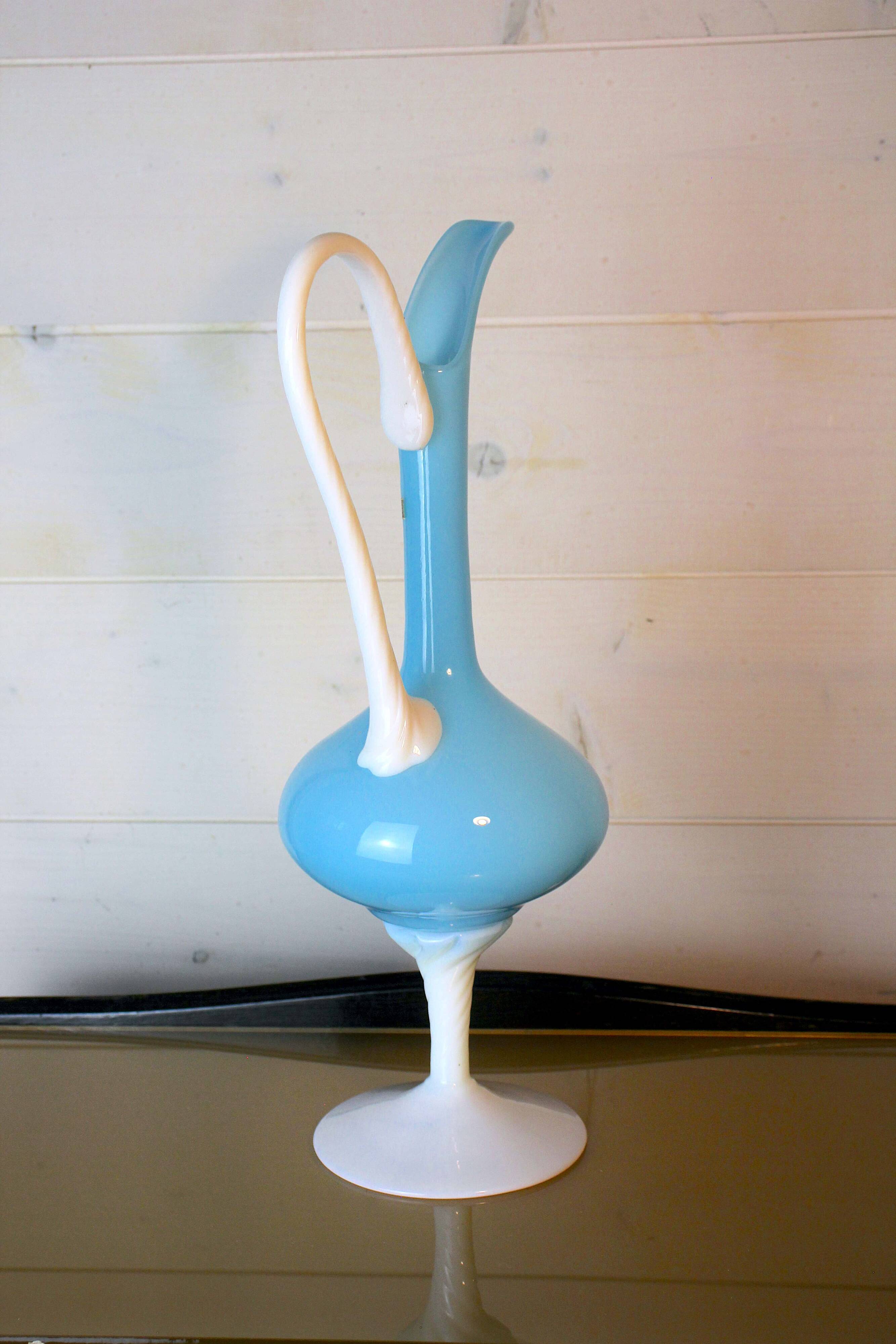 Italian glass vase, handmade, Florence region, Italy 1970s