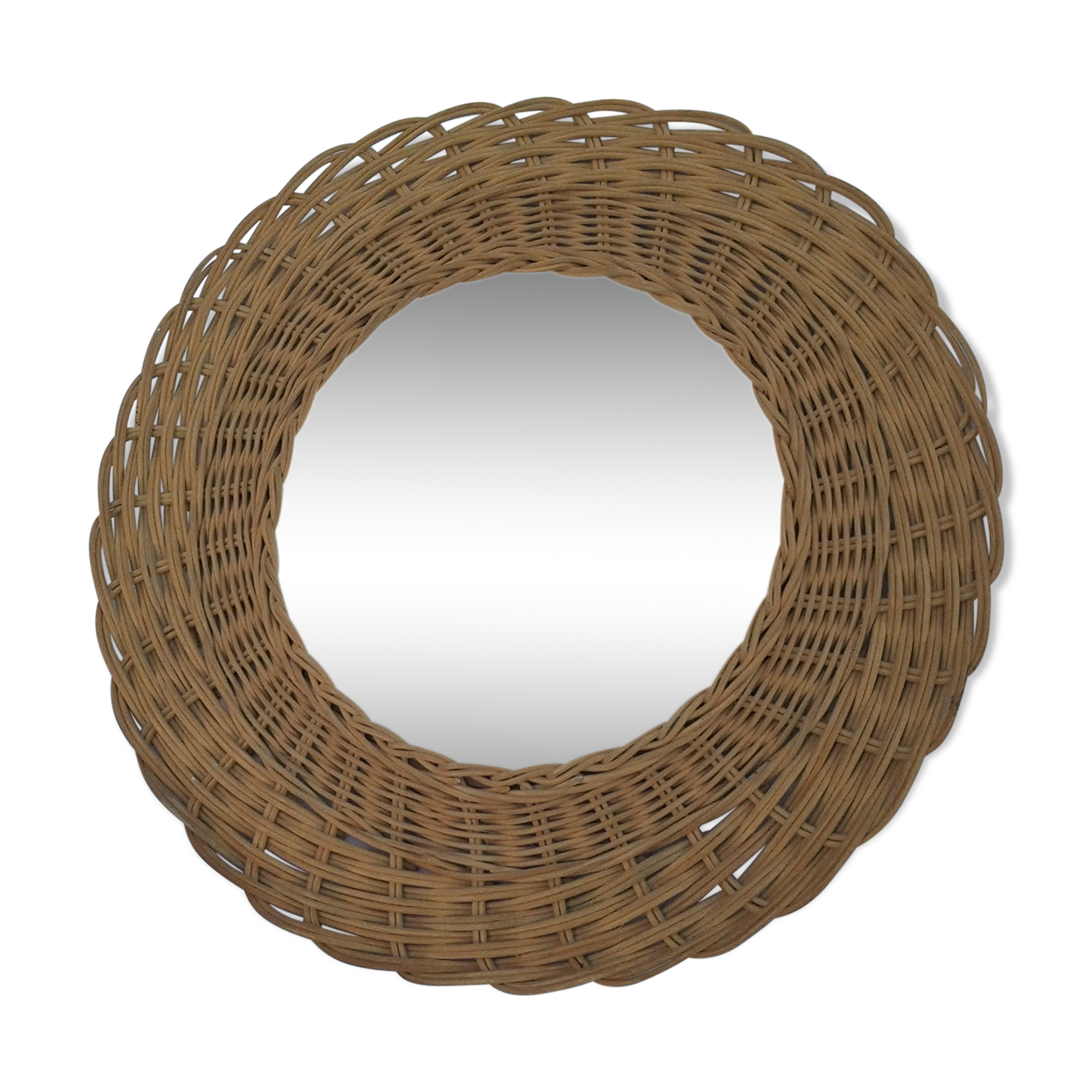 Vintage wicker sun mirror 37x37cm