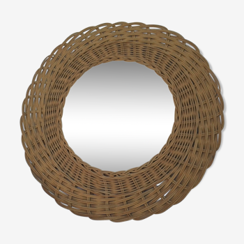 Vintage wicker sun mirror 37x37cm