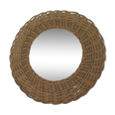 Vintage wicker sun mirror 37x37cm