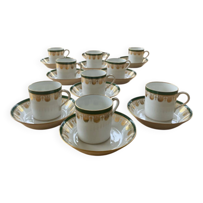 Service à café 11 tasses 12 sous tasses manufacture w. guerin et cie, paris