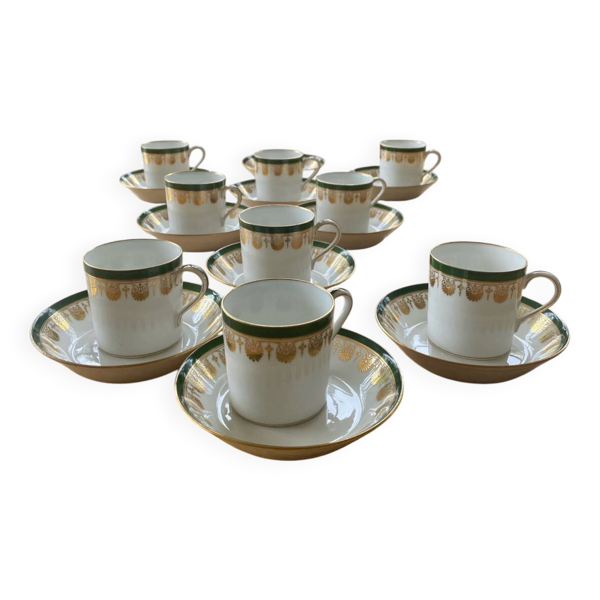 Service à café 11 tasses 12 sous tasses manufacture w. guerin et cie, paris
