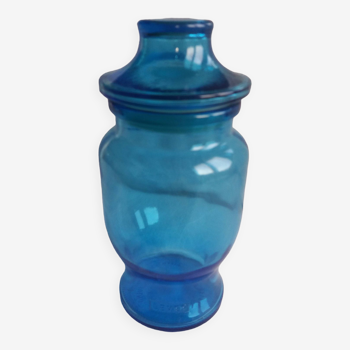 Flacon bocal hermétique en verre bleu