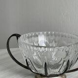 Sucrier vintage en verre et métal argenté