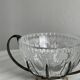 Vintage glass and silver metal sugar bowl