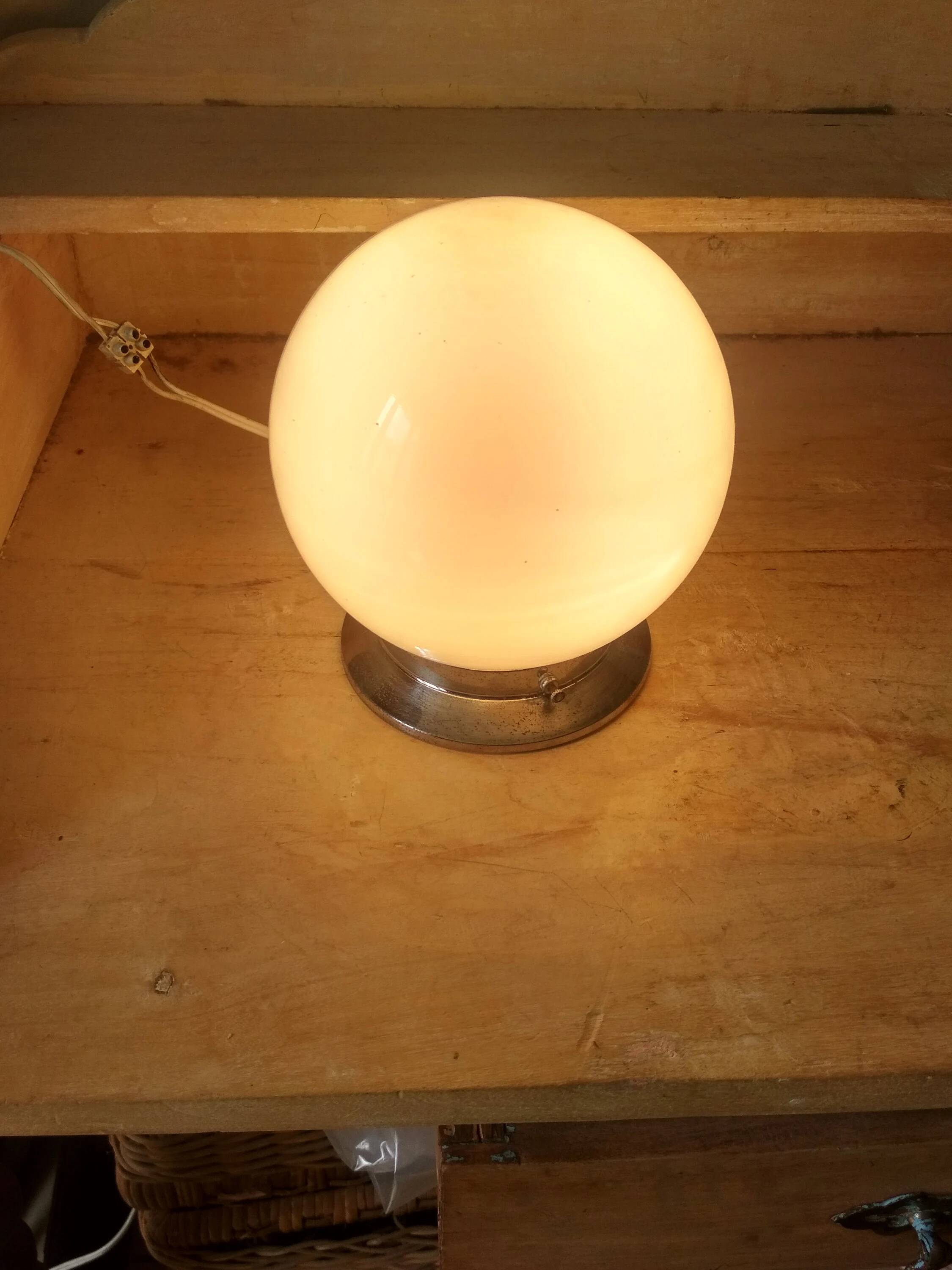 1940s ceiling light, white opaline globe