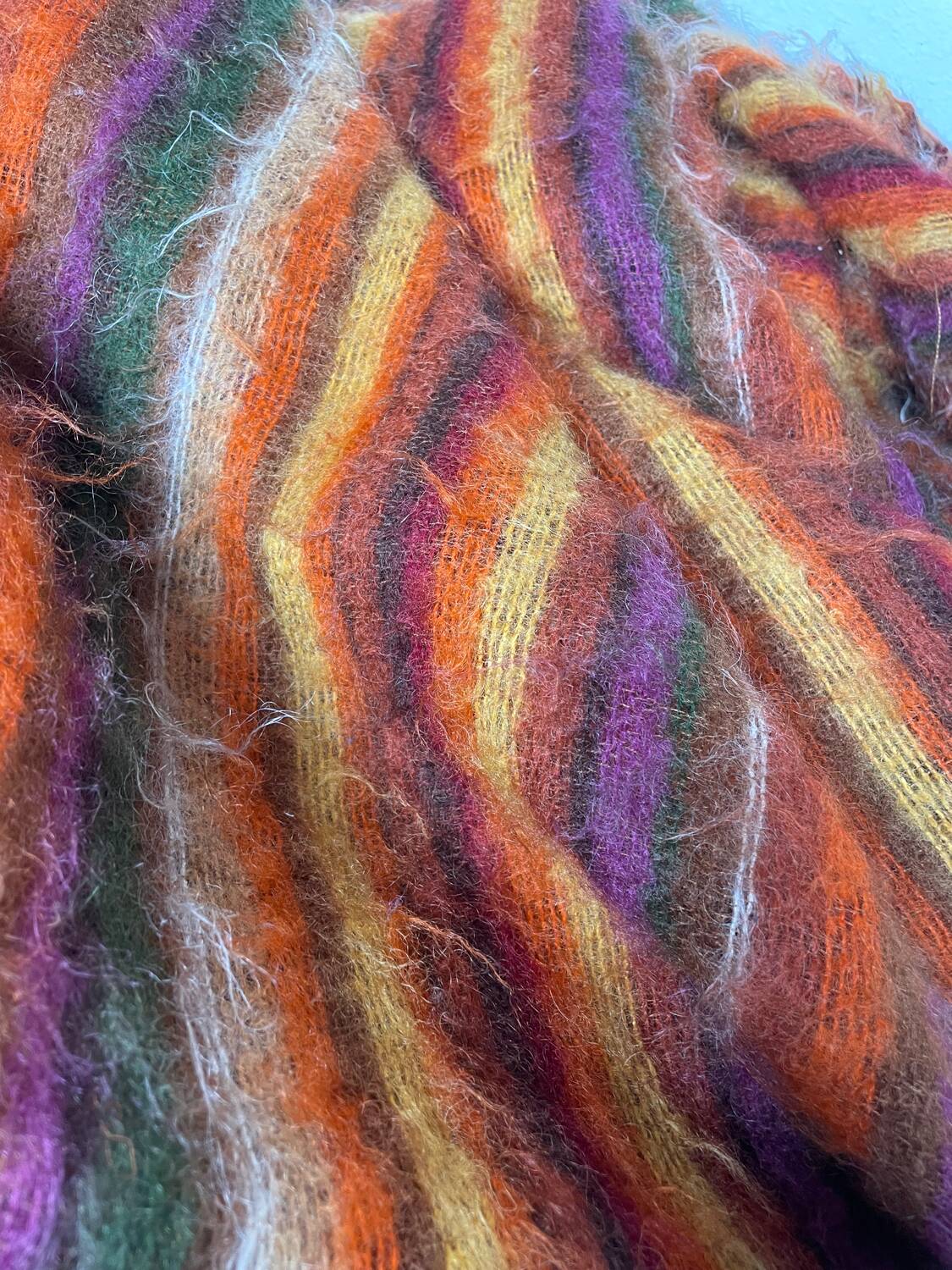 Brown mohair wool blanket/throw by Vian-Tiran.
