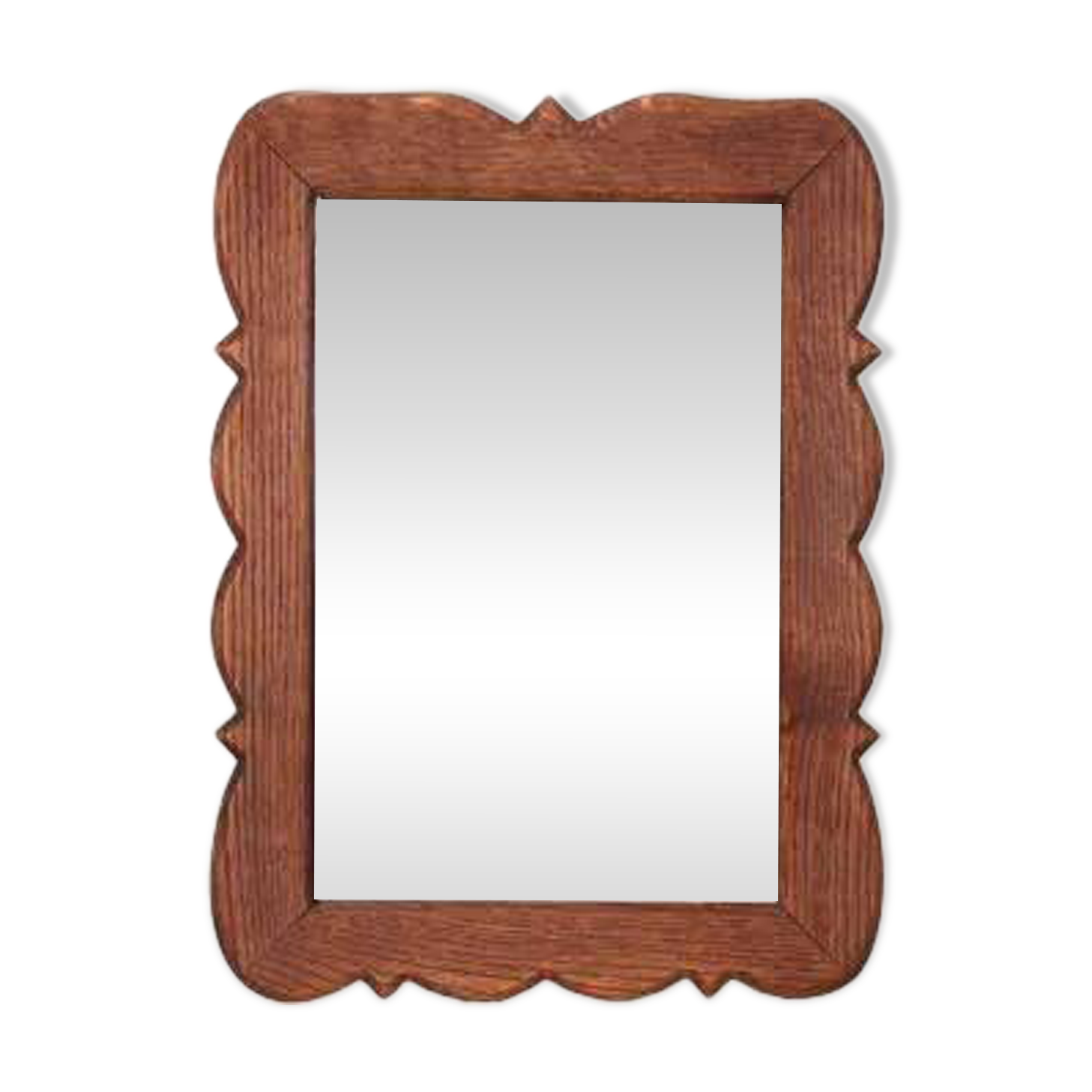 Solid oak mirror with scalloped edge