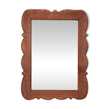 Solid oak mirror with scalloped edge