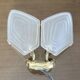 Double wall lamp in frosted glass and gold metal from the 70s