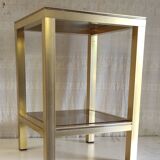 Side table in gilded metal and smoked glass - mid. 20th century