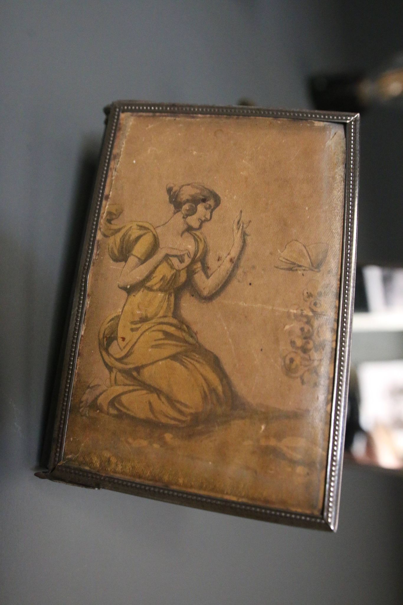 Antique barber triptych mirror, Art Nouveau, circa 1900