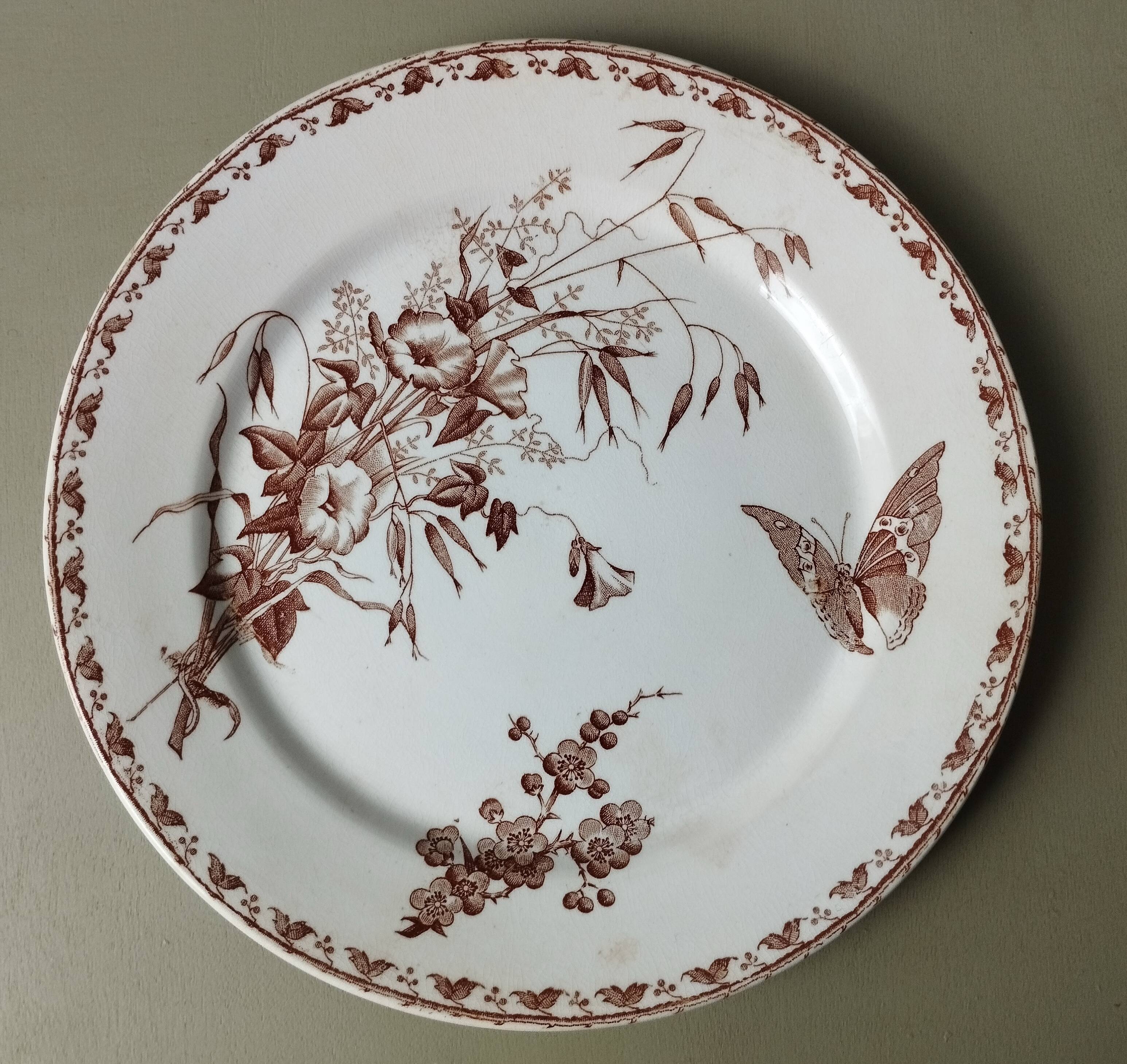 "Carmen" - Set of flat plates Ø 22.5cm ironstone Sarreguemines U&C