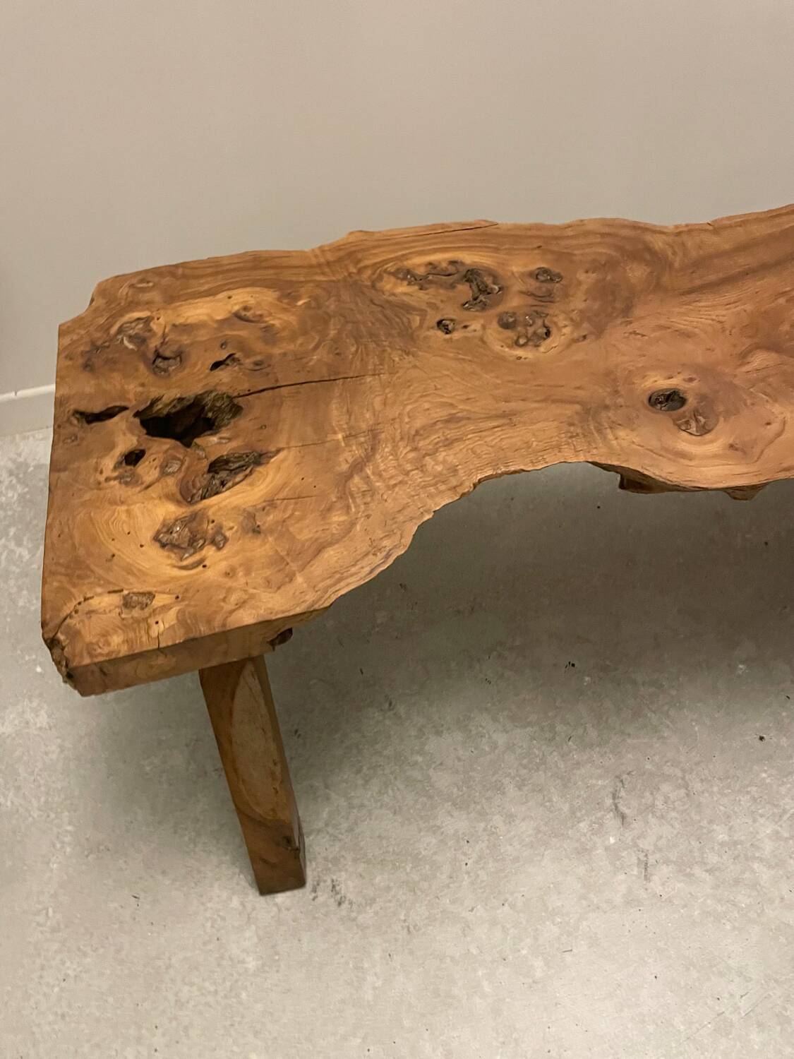 Raw wood coffee table