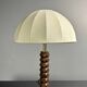 Midcentury brutalist wood turned mushroom table lamp, Charles Dudouyt style