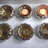 Set of 6 Mercurized Silver Glass Tealight Holders
