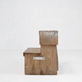 Industrial small stepladder in wood with old layers of paint, Belgium ca. 1920
