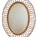 1960s Oval Rattan Mirror France