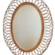 1960s Oval Rattan Mirror France
