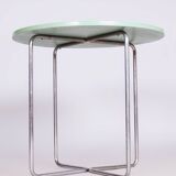 Restored Bauhaus Round Table, Chrome, Revived Polish, Czechia, 1930s