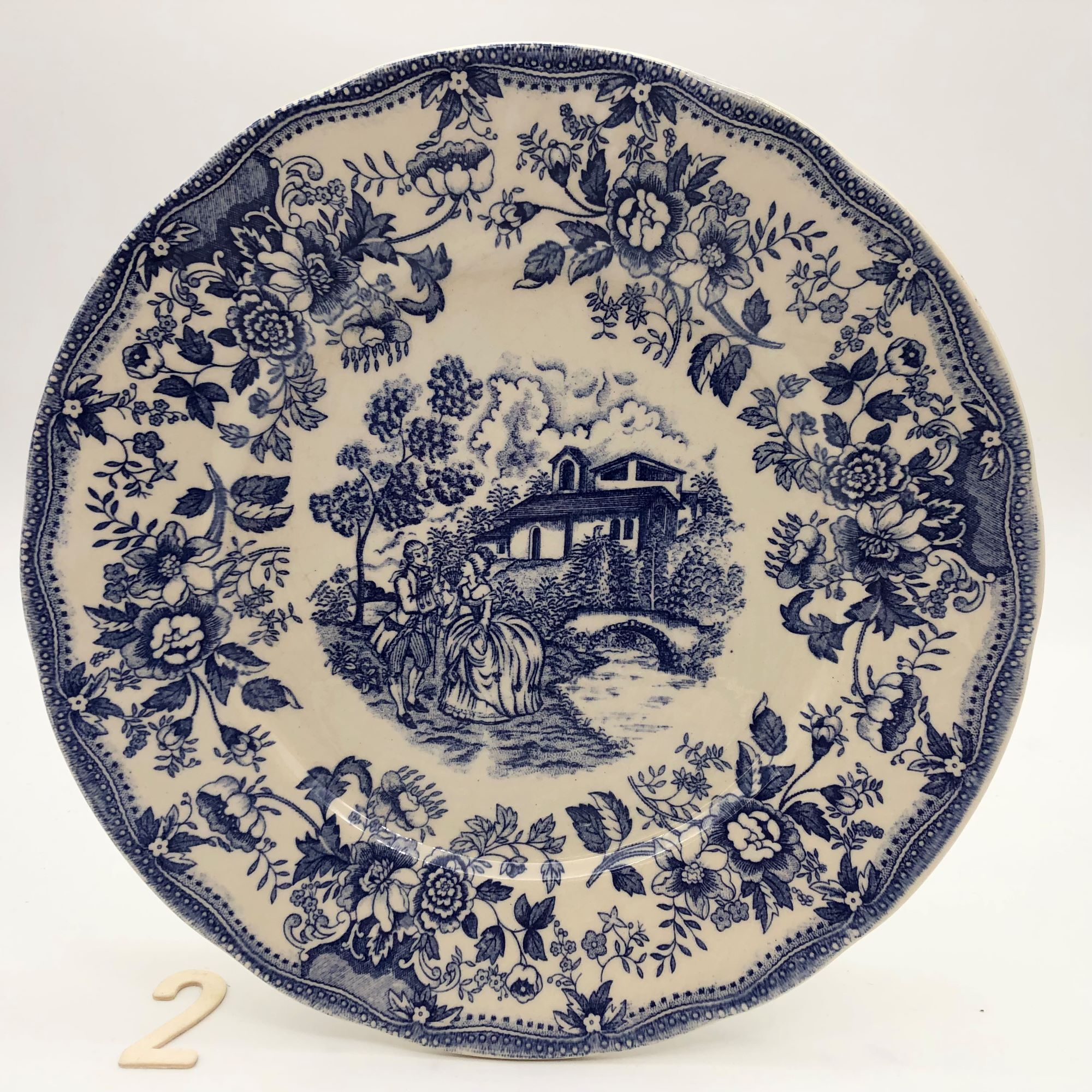 6 Flat blue blue plates "Flowers"