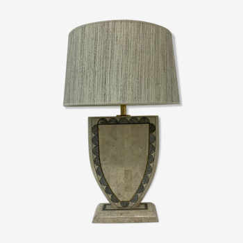 Lampe de bureau vintage en placage de marbre tesselé de Maitland-Smith