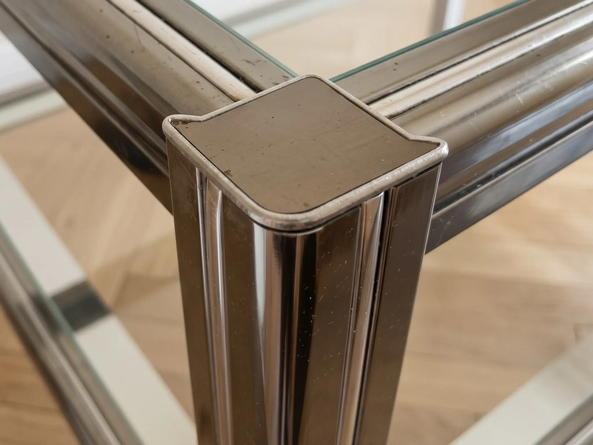 Romeo Rega coffee table in glass and chrome metal, 1970s