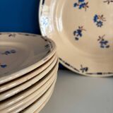 Set of 10 Lunéville Flore Vintage Flat Plates, antique earthenware
