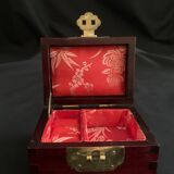 Jewel box, jade, brass, mahogany, china