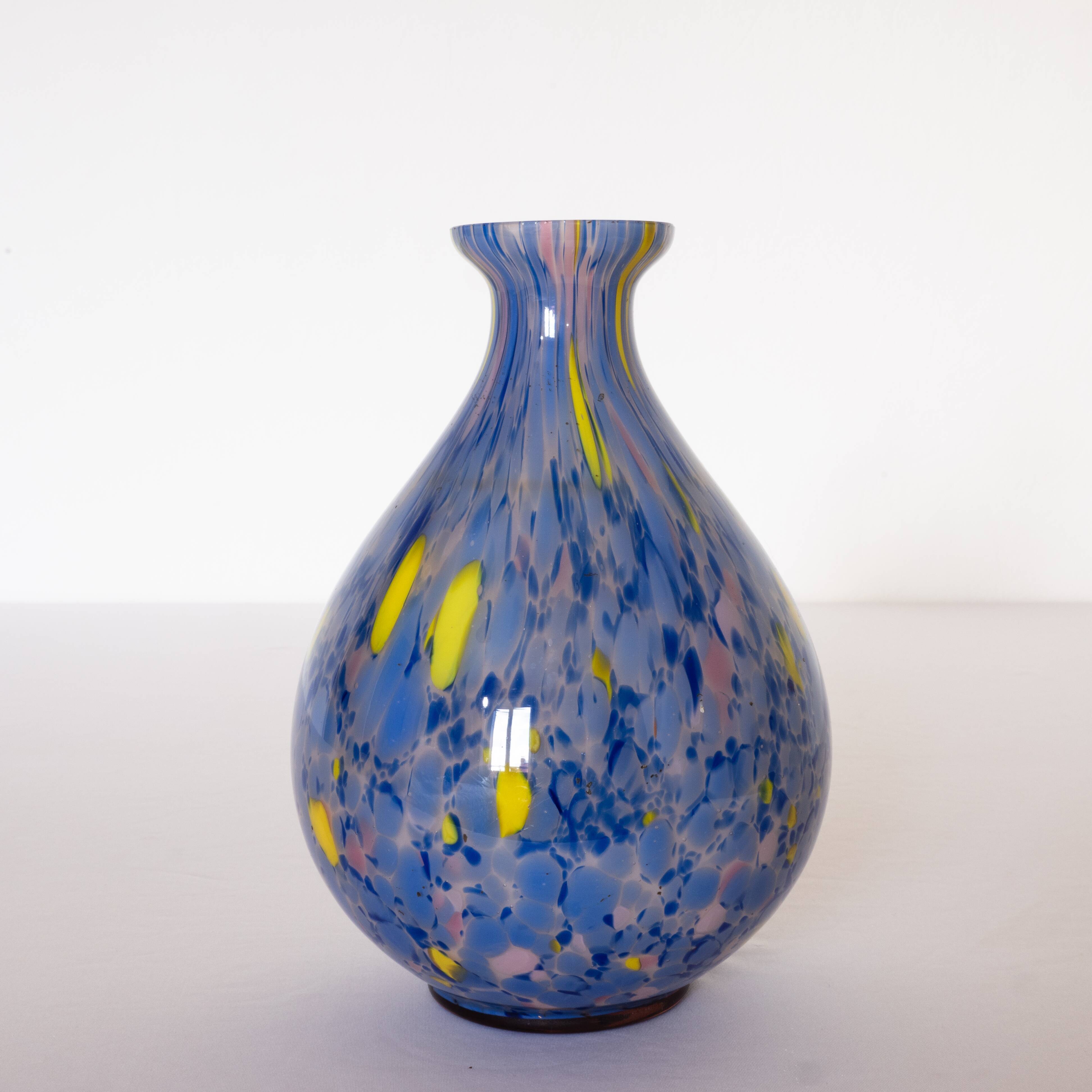 Blue and yellow murano vase