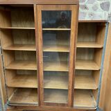 Mid-century art-deco library display case vintage 1950 burl walnut