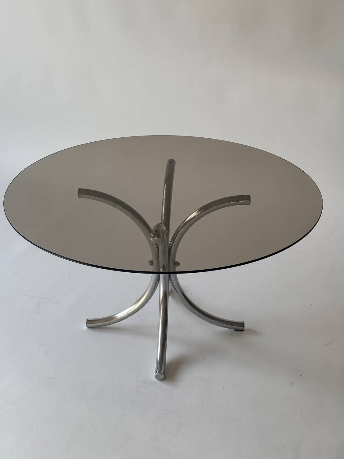 Chrome metal and smoked glass coffee table, 1970
