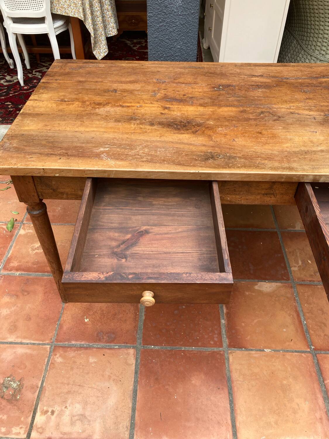 Solid wood farmhouse table